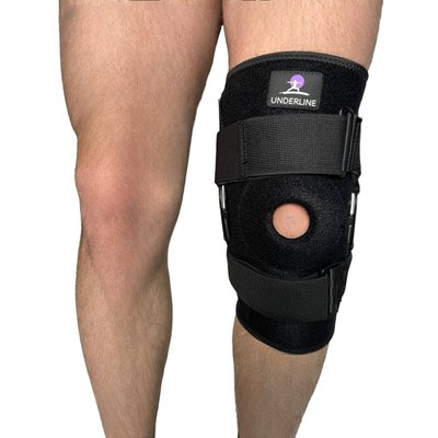 Бандаж для колена с шарнирами Underline на липучках универсальный Black AB020 фото