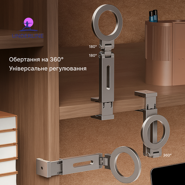 Магнитный держатель для телефона с гибким вращением и регулируемым креплением MA09-Grey фото