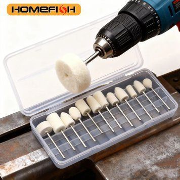 Набор шерстяных полировальных насадок Homefish для гравера и Dremel 2.35 мм HD08 фото