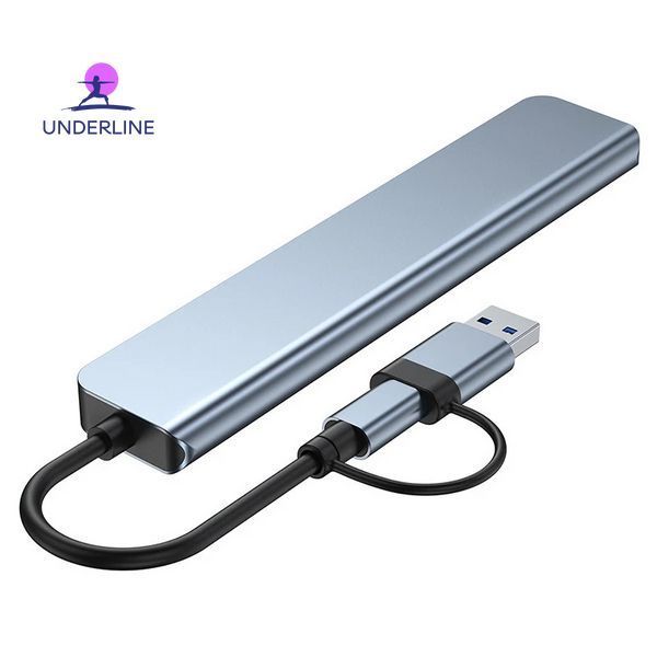 Док-станція 8 в 2 USB + Type-C з аудіорозʼємом 3,5 мм та кардрідером OULLX EG034 фото